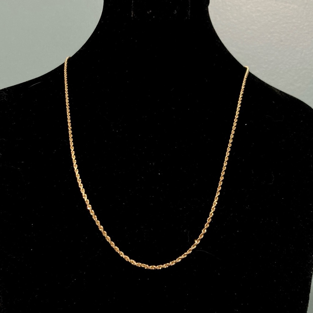 Genuine 14kt Yellow Gold 18" Diamond Cut Rope Chain Necklace